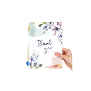 Factory Wholesale Eco-Boutique Gold Foil Folding Greeting Cards Custom Digital Printing 'Thank You' for Jewelry Delivery