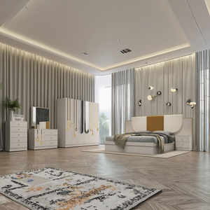 Set Completo di Mobili per Camera da <span class=keywords><strong>Letto</strong></span>, Struttura in Legno, <span class=keywords><strong>Letto</strong></span> Matrimoniale King Size, Arredamento Moderno per Camera da <span class=keywords><strong>Letto</strong></span> - Product Image 1