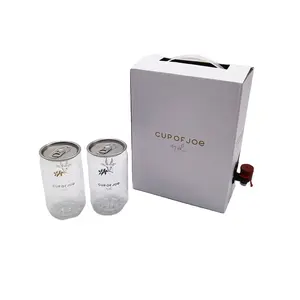 אלגנטי 2-sided לוגו מודפס לבן 1L גלי קפה Carrier בקבוק תיבת עם זרבובית פאוץ עבור Takeaway חם/קר תה/חי/קפה