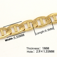 Rantai Jangkar Emas Lapis 14K Anti Kusam 1/20, 5*9.5mm, Perhiasan Permanen Bentuk D Oval Rantai Laut untuk Pembuatan Kalung DIY