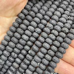 Perles de pierres <span class=keywords><strong>semi</strong></span>-précieuses rondes lisses Volcanics 5x8MM, disques intercalaires pour la fabrication de bijoux, environ 380MM - Product Image 4