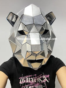Máscara de Cabeza de León de Espejo de Bajo Poligonalismo, Máscara de <span class=keywords><strong>Animal</strong></span> de Espejo Facetado Hecha a Mano para Espectáculos de DJ en Discotecas - Product Image 4