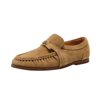 Chaussures plates en daim plissé à boucle métallique pour femme - Chaussures de mariage et de cérémonie à bout fermé, à enfiler, en cuir, confortables et légères