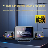 Caméra de véhicule 4 canaux 1080p 360° avec vision nocturne 170 degrés et objectif arrière, DVR de voiture avec surveillance de stationnement 24h/24
