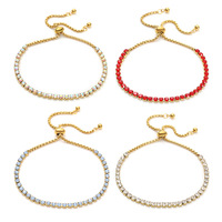 Bracelet ajustable en zircon micro-pavé, plaqué or 18 carats, acier inoxydable 304, bijoux minimalistes pour femmes, vente en gros