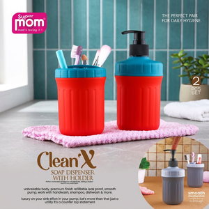 Support de bain moderne en silicone Anax, ensemble de 2 pièces avec bouteille à pompe rechargeable et gobelet à brosse à dents pour lavabo de salle de bain - Product Image 2