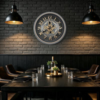 Horloge murale de luxe de 18 pouces, couleur bronze doré brun foncé, style arabe, pour la décoration de la maison, horloge à aiguilles à quartz à face unique, CE RoHs