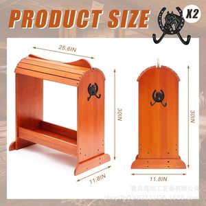 Porte-selle en bois massif en pin, support de rangement équestre avec crochets métalliques pour équipement équestre - Product Image 5