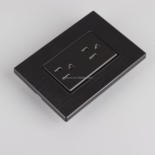 2024 New Design Black Brushed Duplex Receptacle Home Light Wall Sockets and Switches Electrical Hardware Store