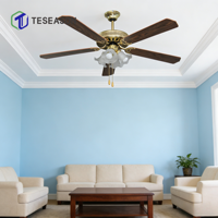 Ventilateur de plafond TS52-5C4L 52 pouces avec lumière |   5 pales en MDF, 4 supports de lampe E27, commande par cordon, AC60W DC30W 110-240V