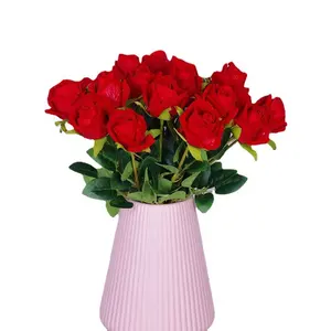 Hot Selling Artificial Single Rose Flowers And Stems High Quality Artificial Red Rose For Wedding