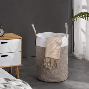 Panier de rangement à linge tissé pliant Offre Spéciale panier de couvertures en corde de coton pliable tissé pour le stockage et l'organisation à domicile - Product Image 2
