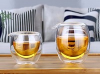 Tasse à thé en verre à double paroi en borosilicate transparent résistant à la chaleur de 200ml avec bec verseur pour le partage du thé et du café
