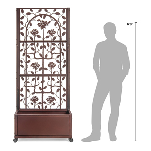 Jardinera Moderna de Metal con Diseño de Rosas Cortadas a Láser, con Ruedas, Pantalla de Privacidad, Resistente a la Intemperie, para Jardín o Separador de Ambientes, en Paquete Plano KD - Product Image 4