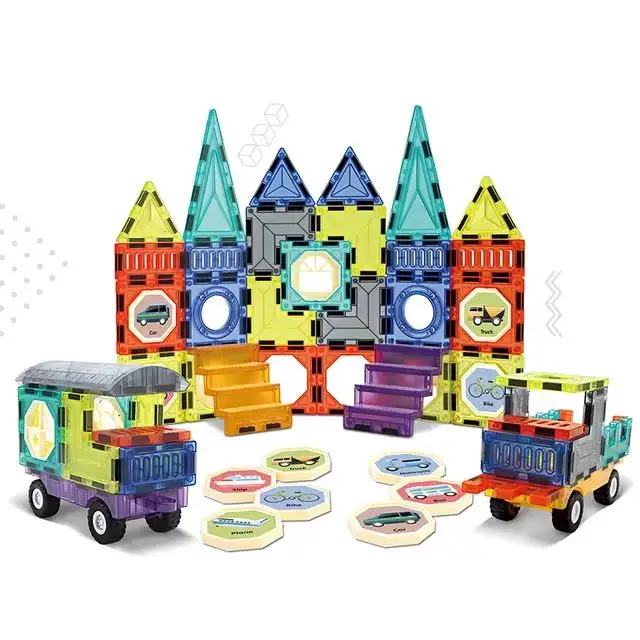 גזע צעצועים חינוכיים ערכות לילדים עם אור 71 PCS ילדי למידה צעצועים חינוכיים DIY אביזרי קסם מגנטי בלוקים