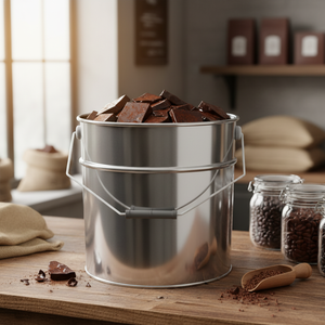 Kontensan Cylinder <b>Tin</b> Can 5 Lt <b>Chocolate</b> Bucket Model L656 175 X H235mm Turkey - Product Image 3