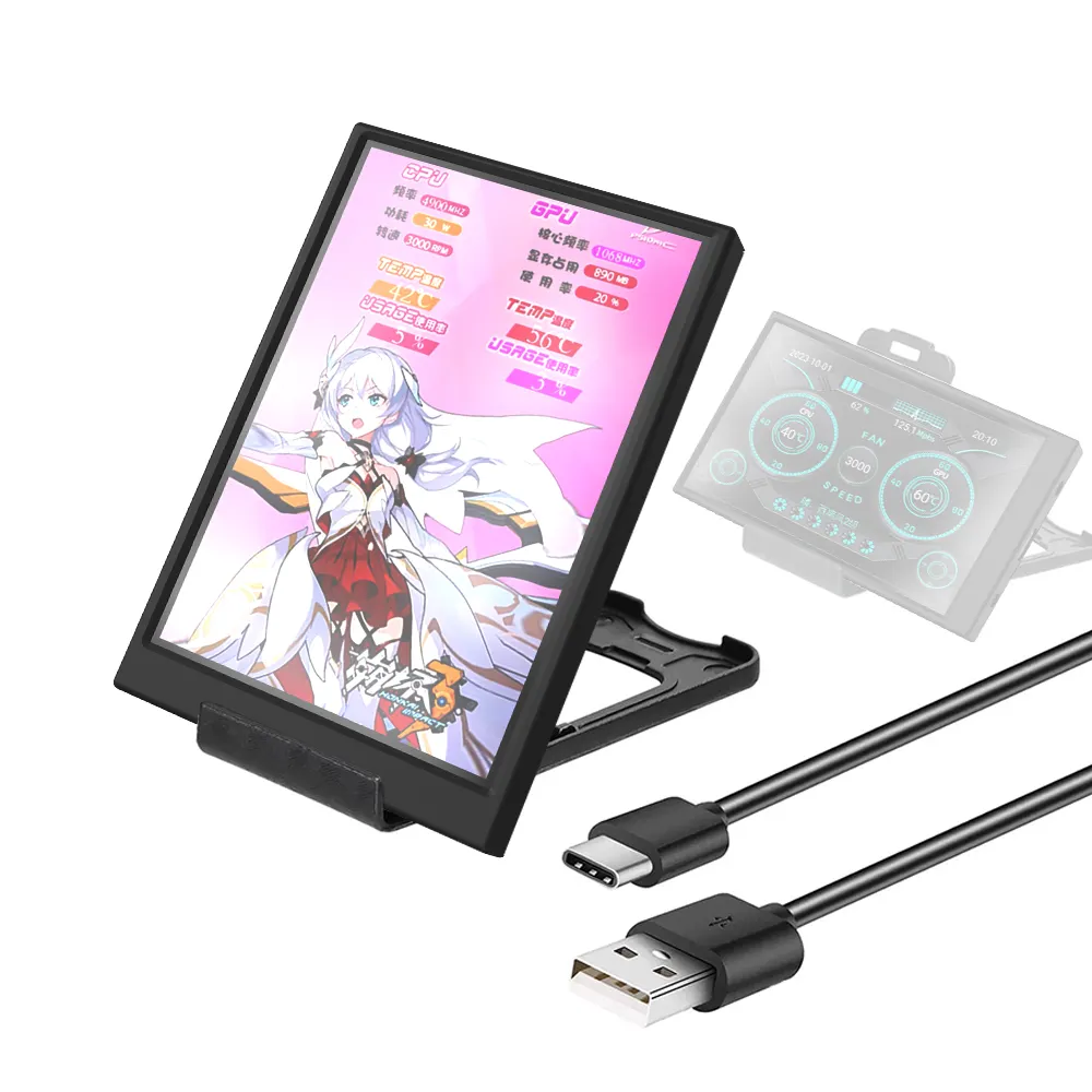 3.5 Inch Computer Auxiliary Screen IPS Panel CPU GPU Network Monitor 320x480 Type-C Interface Free Aida64 PC Secondary Screen