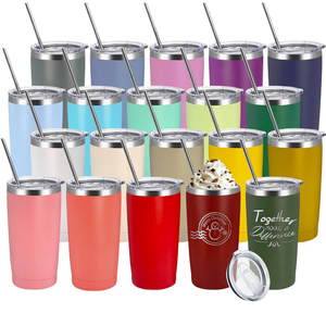 แก้วน้ำสแตนเลสสุญญากาศแบบพกพาขนาด 20 ออนซ์ ผนังสองชั้นเก็บอุณหภูมิ สำหรับเดินทาง กีฬากลางแจ้ง - Product Image 1