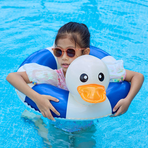Flotador Inflable con Forma de Pato Xiaolu, Diseño a Rayas, para Niños, Uso en Piscinas y Parques Acuáticos - Product Image 3