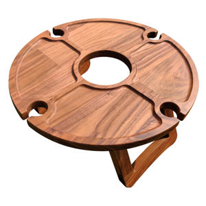 Vino all'aperto Picnic tavolo in legno pieghevole portatile di bambù bicchieri di vino Snack e formaggio vassoio titolare per i concerti presso la spiaggia del parco - Product Image 1