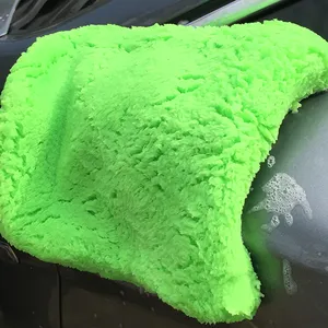Microfiber car wash mitt machine washable flannel car wash sponge glove wheel mitt plush wash mitt car cleaning