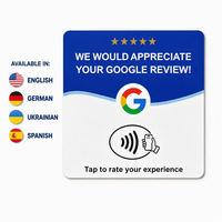 Support de table en acrylique personnalisé multilingue 13,56 MHz pour avis Google, compatible NFC213, 12 cm, en stock