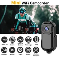 Mini Cámara Wifi 1080p HD Hotspot 140 °   Videocámaras IP inalámbricas con grabación de vídeo deportivo de gran angular, grabadora de vídeo portátil