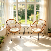 Outdoor PE-Rattan Acapulco Stuhl-Set 2-Sitzer Terrassen-Korbstühle Mit Rundem Kaffeetisch für Garten Balkon Hinterhof