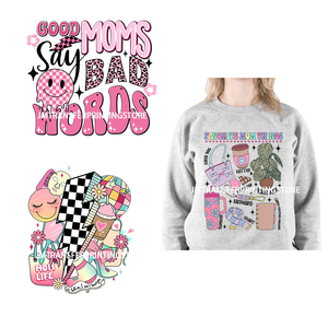 Hot Mess Mom Favorite Mom Things She Is Mom Bible Verse Mama Letter Designs DTF Transfer Stickers Listo para presionar para camiseta - Product Image 1