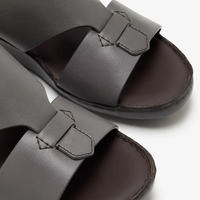 SHIKOL gris sandales en cuir Nappa pour hommes confortables chaussures arabes traditionnelles classiques mules d'été pantoufles faites à la main