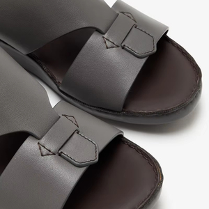 SHIKOL, sandalias <span class=keywords><strong>de</strong></span> cuero <span class=keywords><strong>de</strong></span> Napa gris para <span class=keywords><strong>hombre</strong></span>, calzado árabe tradicional Clásico cómodo, <span class=keywords><strong>zapatillas</strong></span> deslizantes hechas a mano <span class=keywords><strong>de</strong></span> verano - Product Image 4