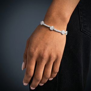 Pulsera de tenis de lujo para mujer, de plata 925 chapada en rodio, con moissanita de corte brillante, engaste pavé, diseño Peace, estilo Hiphop - Product Image 3