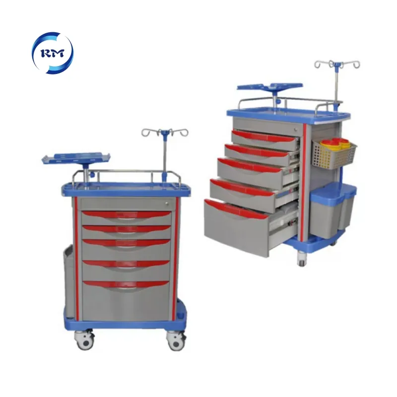 Carrello medico di marca Rayman in acciaio inox con piastra superiore ABS 850mm per ospedale