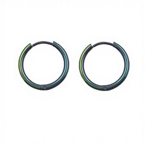 Orecchini a Cerchio Sottile Arcobaleno 1,6 x 14 mm, 1 Paio con Chiusura a Cerniera in Acciaio Inossidabile 316 - Product Image 1