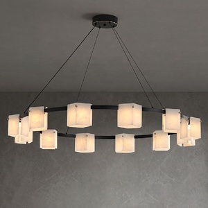 Albâtre naturel tout en cuivre suspension luxe nordique salon restaurant lustre - Product Image 4