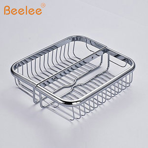 Beelee Brass Double Layer <strong>Bathroom</strong> Shower Rack Solid Brass 2 Tier Shower <strong>Corner</strong> Basket Shelf Hanging Shower <strong>Caddy</strong> with 2 Hooks - Product Image 6