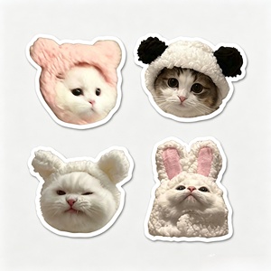 Hojas Holográficas Autoadhesivas Resistentes a los Rayos UV y al Agua, Etiqueta de PVC con Diseño de Gato Humorístico, Adhesivos de Vinilo con Logotipo Personalizado - Product Image 2