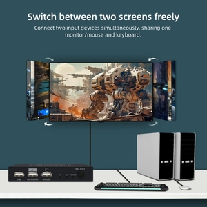 <strong>2</strong> Port Video Switcher 4K 30Hz Full HD HDMI <strong>KVM</strong> <strong>Switch</strong> 2x1 for <strong>Monitors</strong> Keyboard Mouse - Product Image 4