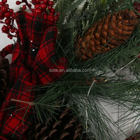 Ornamen Pohon Natal Santa Claus Berlampu LED, Hiasan Gantung Garland Plastik Poliester 45x35cm Bersertifikat CE Logo Kustom SOTE