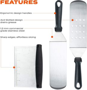 Juego de espátulas para parrilla plana con mango de plástico para accesorios de barbacoa - Product Image 2