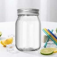 Pot de conserve carré rond de 16 oz de qualité alimentaire avec couvercle hermétique pour le miel et la conservation des aliments
