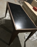 Table console vintage en bois de chêne, noyer et teck, style mi-siècle, longue et étroite, pour couloir, décoration antique