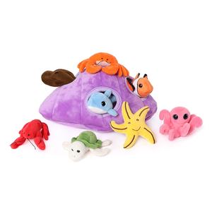 Qualité OEM Lot de 8 animaux de l'océan en peluche tortue diable poisson étoile de mer poisson clown ensemble coquille de mer maison en peluche pour enfants - Product Image 1
