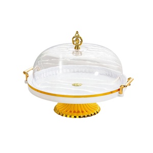Lichte Luxe Taartrekblad Plastic Hoes Hoge Voet Met Deksel Broodtafel Dessert Displaystandaard - Product Image 1