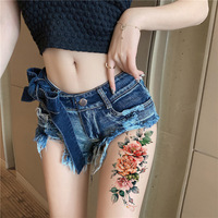 Nouveau design 3D noir réaliste tatouage temporaire feu lion tigre loup fleur crâne Halloween autocollants de tatouage demi-bras