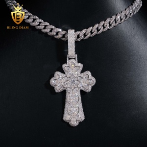 Offre Spéciale – Pendentif Homme Tendance <span class=keywords><strong>en</strong></span> Argent Sterling 925 avec Croix <span class=keywords><strong>Épée</strong></span> et Moissanite, Coupe Ronde, Style Hip Hop, Testeur de Diamant Inclus avec Certificat GRA - Product Image 5