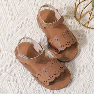 Sandalias de suela blanda con punta abierta para niños; Sandalias de princesa huecas, modernas y retro para niñas - Product Image 1