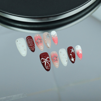Uñas artificiales hechas a mano, forma de uñas de almendra, pajarita pintada a mano, estilo fresco de verano, fábrica reutilizable de alta calidad al por mayor.