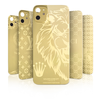 Autocollant doré pour iPhone 11 13 Pro Max 24KT, protecteur d'écran, Film autocollant de protection pour objectif de téléphone, ultra haute qualité