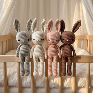 Jouet en Peluche au Crochet Fait Main Kawaii, Jouet Bébé Doux Tricoté, Animal Lapin en Crochet - Product Image 1